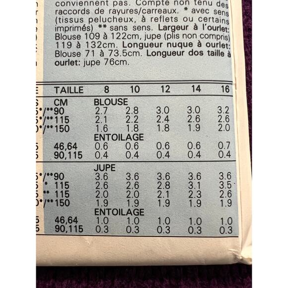 Butterick 3400 pattern blouse ruffle front pleated skirt 1980s size 14 - Picture 8 of 8